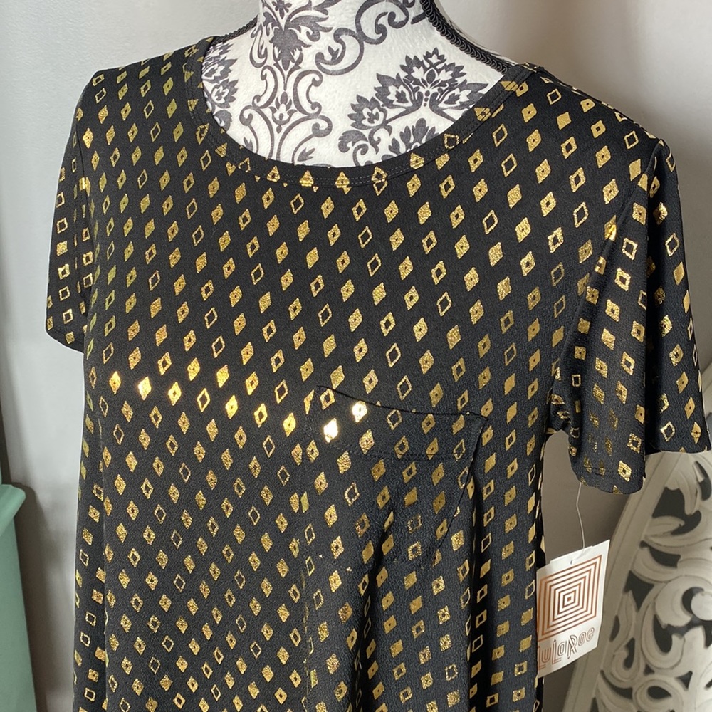 Lularoe Carly Dress Elegant Collection Black w/ Gold Shimmer Size XS NWT - Picture 5 of 10